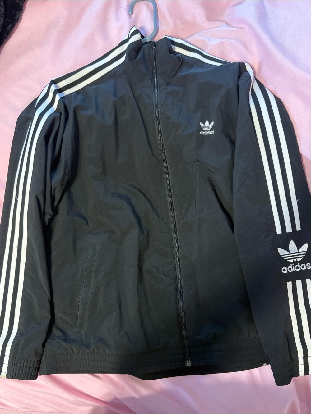 Adidas women's Black Track Jacket with Signature Three Stripes
